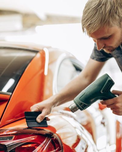 car-wrapping-with-foil-drying-with-fan-car-service